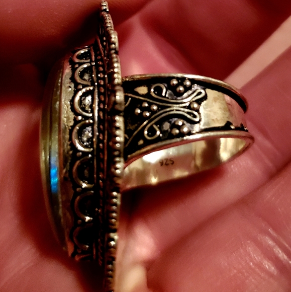 New Oversized Dichroic Glass 925 Silver Statement Ring. - Picture 9 of 9